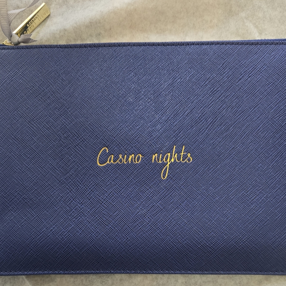 Katie Loxton Blue Clutch with Gold Accents
